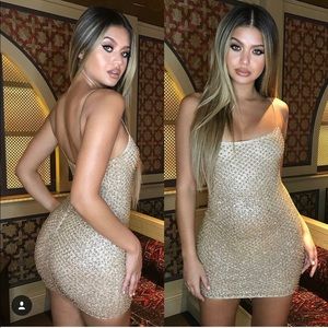 Gold glitter mini dress